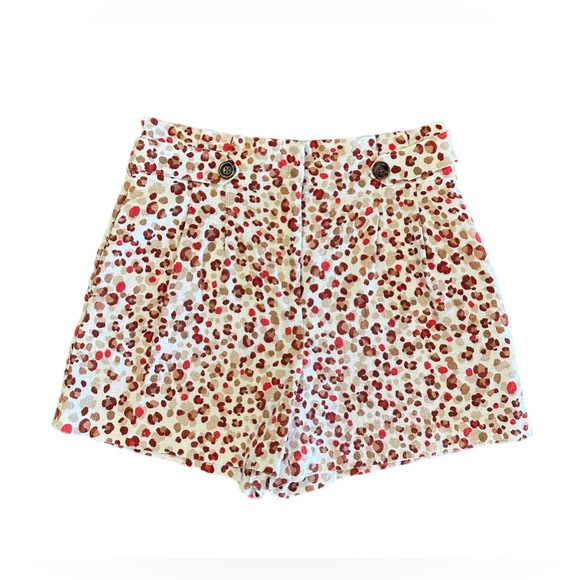 Ann Taylor High Rise Pink Animal Leopard Print Paperbag Shorts Size 10 Pockets - Picture 3 of 16